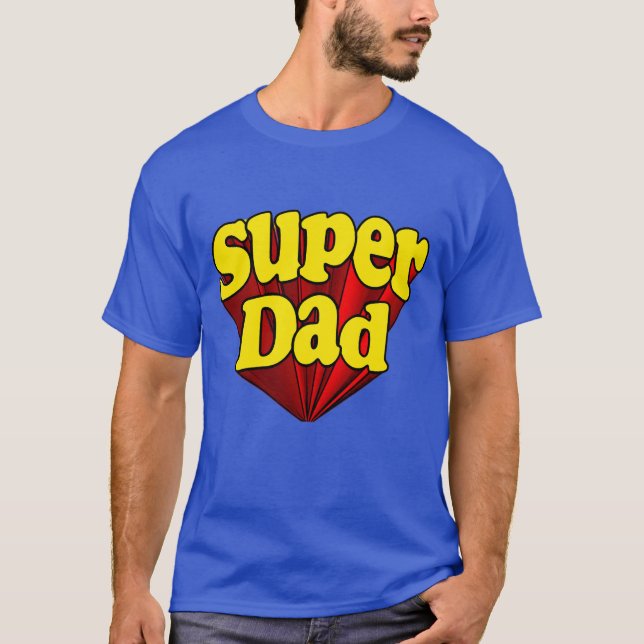 Toppen pappa, röd/gult/blåttfars dag Superhero T Shirt (Framsida)