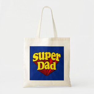 Toppen pappa, röd/gult/blåttfars dag Superhero Tygkasse