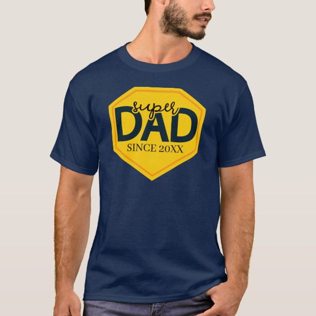 Toppen Pappa sedan 20XX Anpassa Fars dag T Shirt (Framsida)