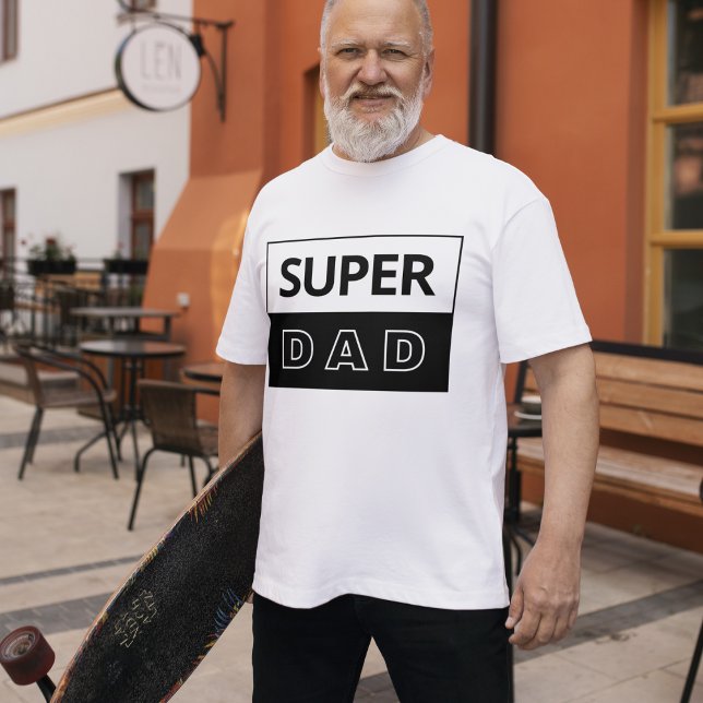 Toppen Pappa | Svarta och vita Pappa T Shirt (Skapare uppladdad)