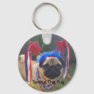 Toppen Patriotic Pug Nyckelring