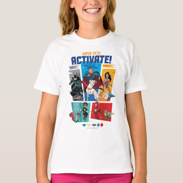 Toppen-Pets & Justice League - Aktivera! T Shirt (Framsida)