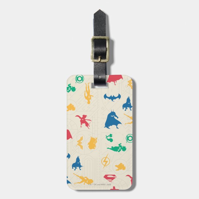 Toppen-Pets & Justice League Silhouette Mönster Bagagebricka (Vertikal Framsida)