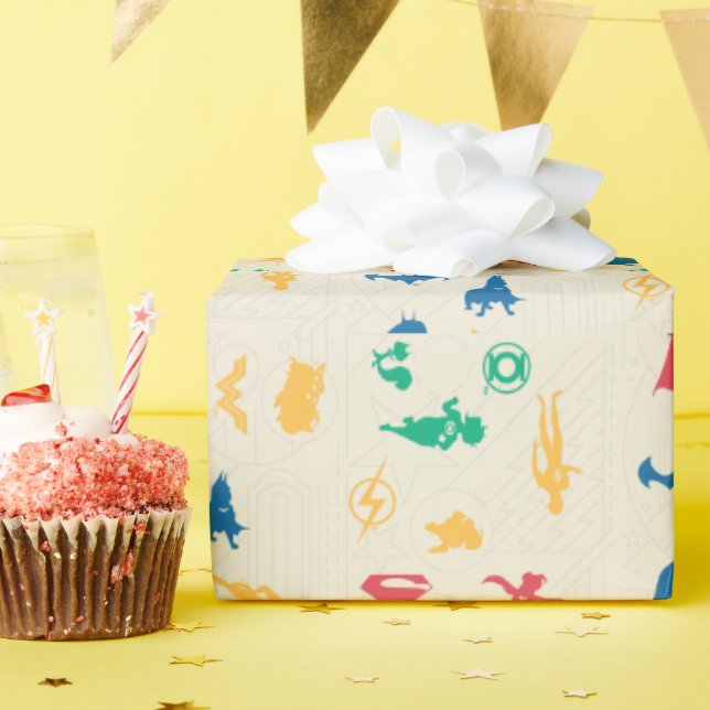 Toppen-Pets & Justice League Silhouette Mönster Presentpapper (Födelsedagsfest)