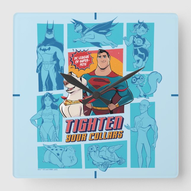 Toppen-Pets & Justice League - Tighars Your Collar Fyrkantig Klocka (Framsida)