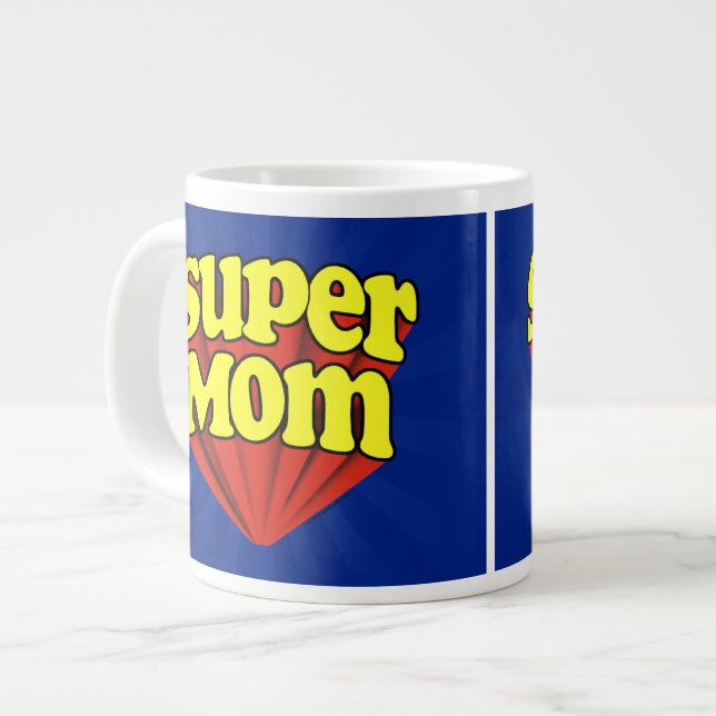 Toppen Red/Gult/Blue Superhero Mors dag Jumbo Mugg (Framsida vänster)