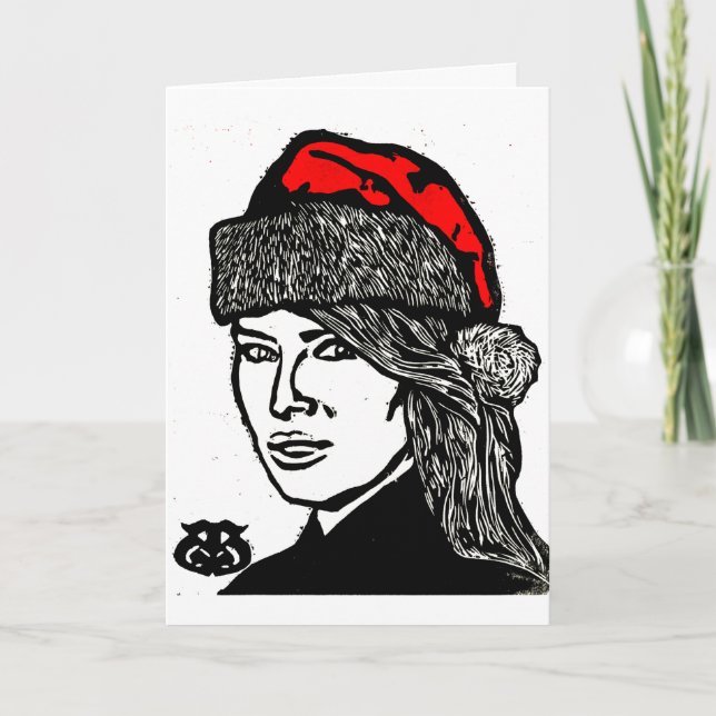Toppen Roligt Helgdag Julflicka i Santa Hat Kort (Framsida)
