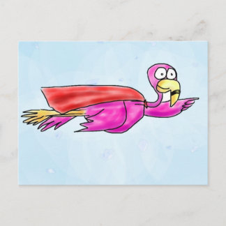 Toppen Rosa Flamingo w/ Flies Cape Whimsical Art Vykort