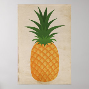 Toppen Rustik ananas Grafik Gammal antikisk Papper Poster