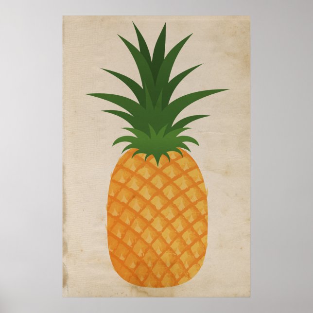Toppen Rustik ananas Grafik Gammal antikisk Papper Poster (Framsidan)