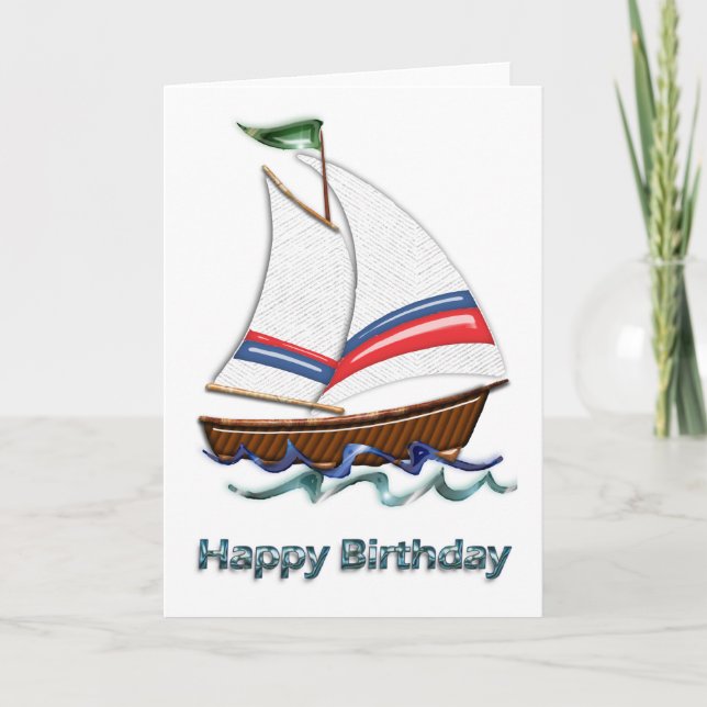 Toppen Sailboat Birthday Kort (Framsida)