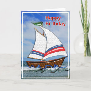 Toppen Sailboat på högsjöns födelsedag Kort