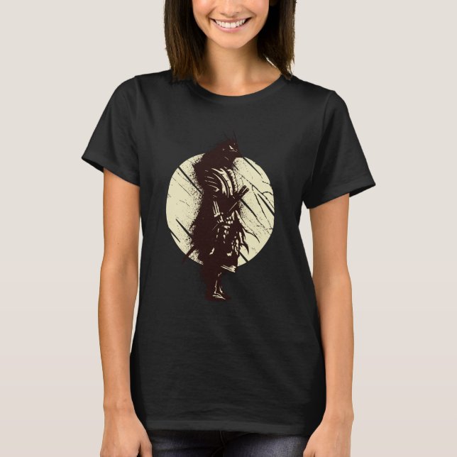 Toppen Samurai Warrior Silhouette Design T Shirt (Framsida)
