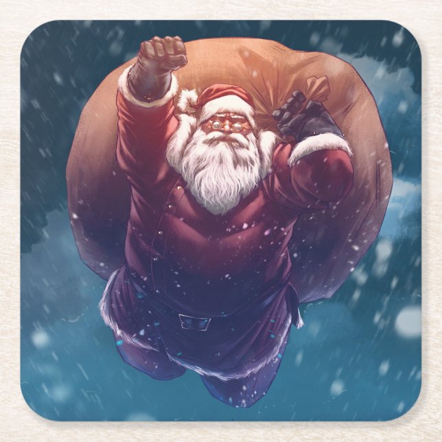 Toppen Santa Underlägg Papper Kvadrat (Framsidan)