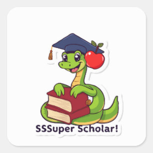 Toppen Scholar Snake Sticker - A Wise and Wrigglin Fyrkantigt Klistermärke