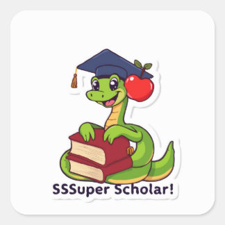 Toppen Scholar Snake Sticker - A Wise and Wrigglin Fyrkantigt Klistermärke