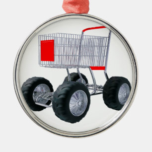 Toppen shoppingvagn julgransprydnad metall