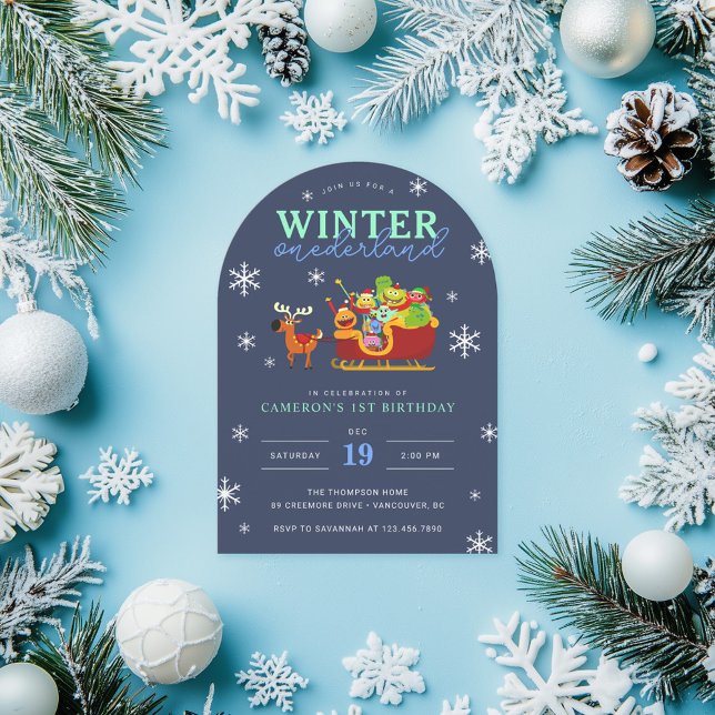 Toppen Simple Rhymington Winter Onederland Birthda Inbjudningar (Skapare uppladdad)