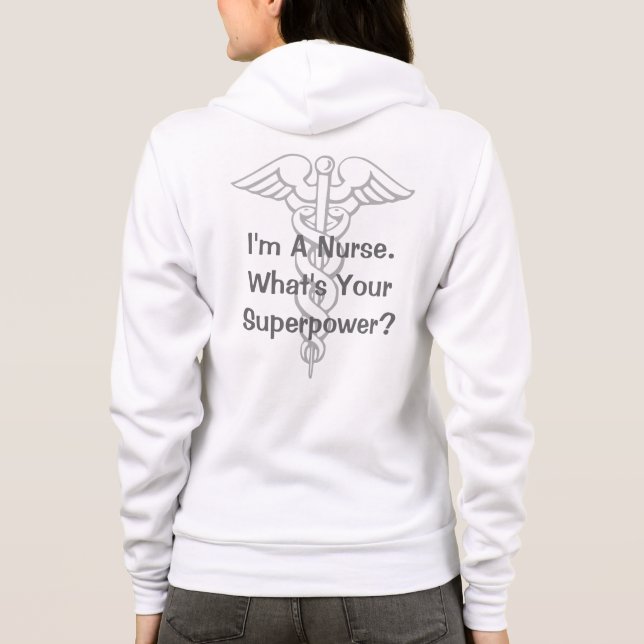 Toppen sjuksköterskahoodie med caduceussymbol tee shirt (Baksida)