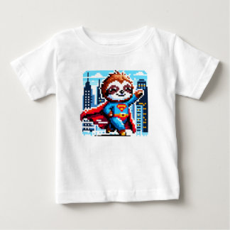 Toppen Sloth Funny Pixel Art Hero Cityscape Design T Shirt