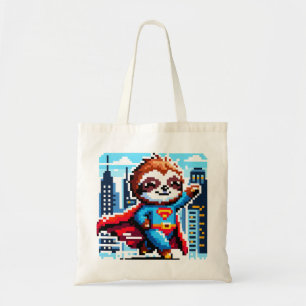 Toppen Sloth Funny Pixel Art Hero Cityscape Design Tygkasse