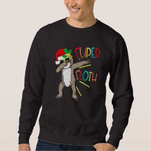 Toppen Sloth Superhjälte Dabbing Dance Move Dab fo Lång Ärmad Tröja