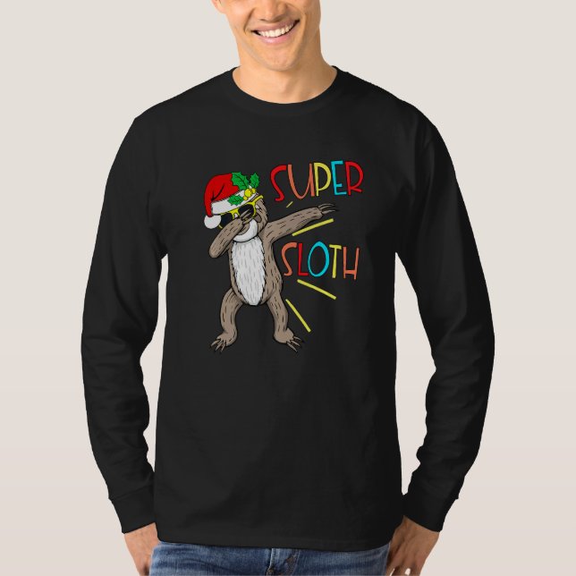 Toppen Sloth Superhjälte Dabbing Dance Move Dab fo T Shirt (Framsida)