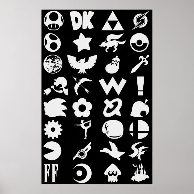 Toppen Smash Bros Ultimate Series Logotyper White  Poster (Framsidan)