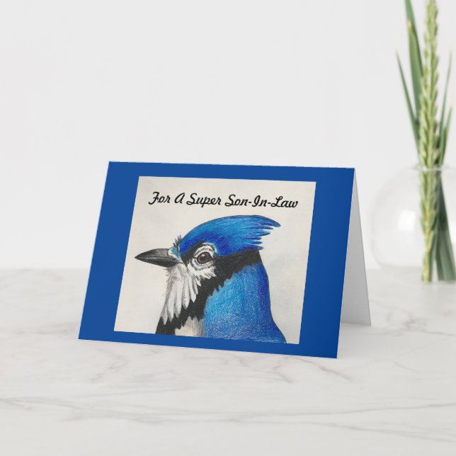 Toppen son-in-law Fars dag Blue Jay Nature Bird Kort (Framsida)