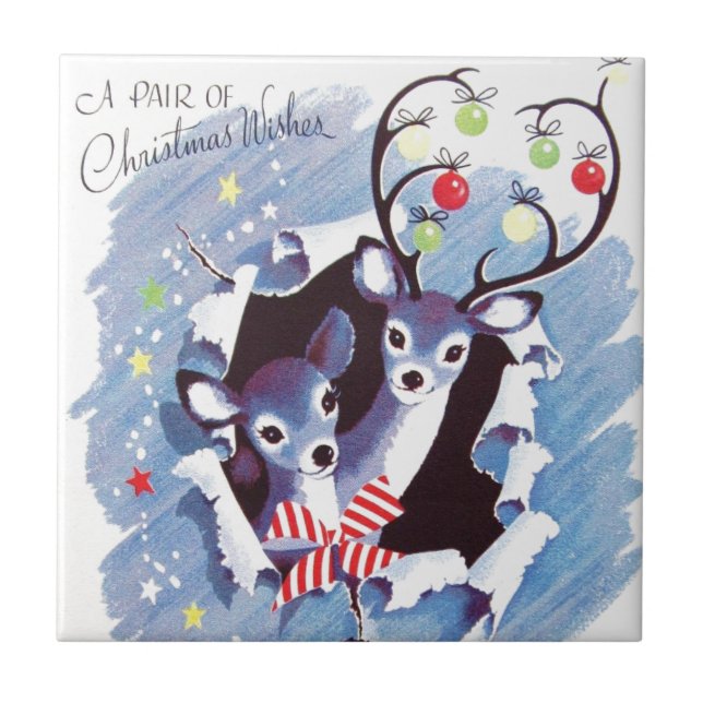 Toppen söt jul för vintageblåttren kakelplatta (Framsidan)