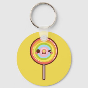 Toppen söt kawaii rainbow lollipop anpassningsbar  nyckelring