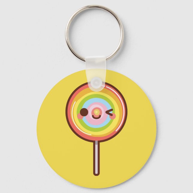 Toppen söt kawaii rainbow lollipop anpassningsbar  nyckelring (Framsida)