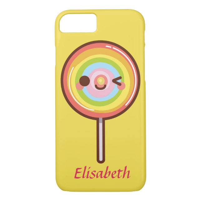 Toppen, söt kawaii rainbow lollipop monogram Case-Mate iPhone skal (Baksida)