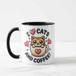 Toppen Söt Orange Tabby katt och kaffe Mugg