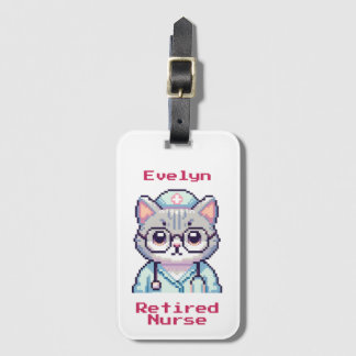 toppen, söt Pixel Art Cat Nurse-gåva, pensionerad  Bagagebricka