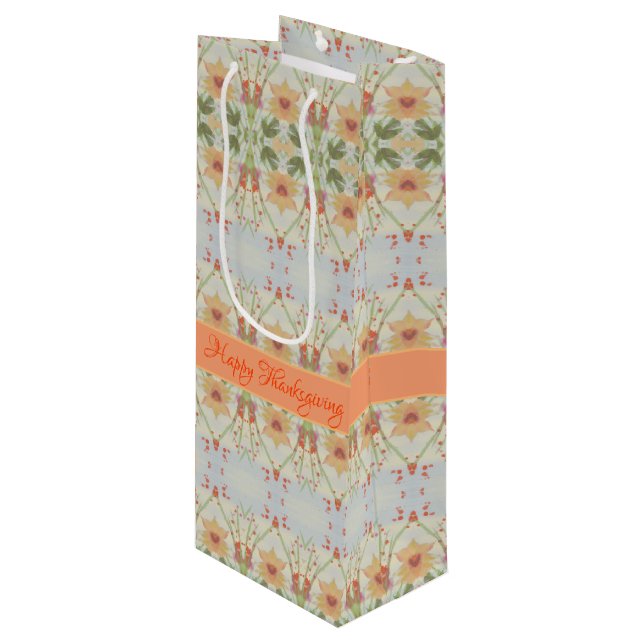 Toppen Söt Thanksgiving Vin Gift Bag (Framsidan Vinklad)