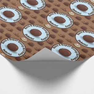 Toppen sötsak och geggiga chokladfödelsedagblåt presentpapper