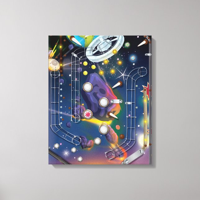 Toppen Space Pinball Maskin Canvastryck (Framsida)