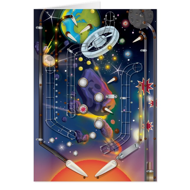 Toppen Space Pinball Maskin Hälsningskort (Framsidan)