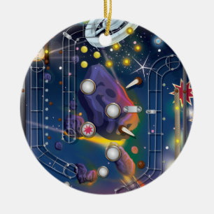 Toppen Space Pinball Maskin Julgransprydnad Keramik