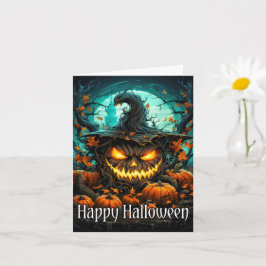 Toppen Spooky Glowing Halloween Pumpkin Kort