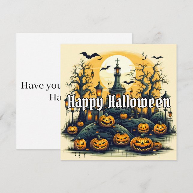 Toppen Spooky Halloween Pumpkins Kort (Fram/baksida)