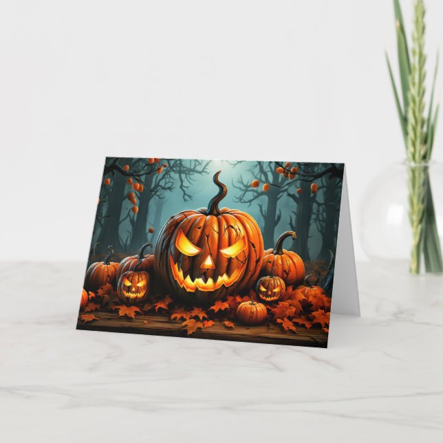Toppen Spooky Halloween Pumpkins Kort (Framsida)