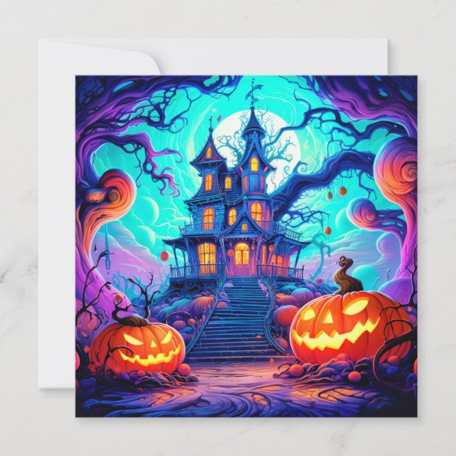 Toppen Spooky Haunted House Kort (Framsida)