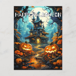 Toppen Spooky Haunted House & Pumpkins Vykort