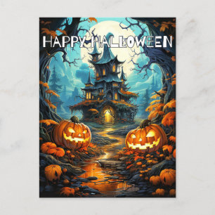 Toppen Spooky Haunted House & Pumpkins Vykort