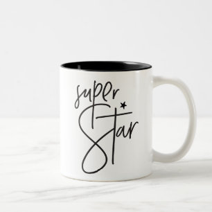 TOPPEN STAR belönar modern chic-handskriven svart Två-Tonad Mugg