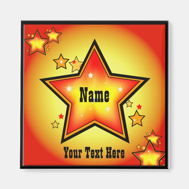 Toppen Star Guld Orange Superstar Anpassningsbar S Magnet (Framsidan)