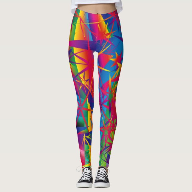 Toppen Star Leggings - Bright Bold Färg - Yoga (Framsida)