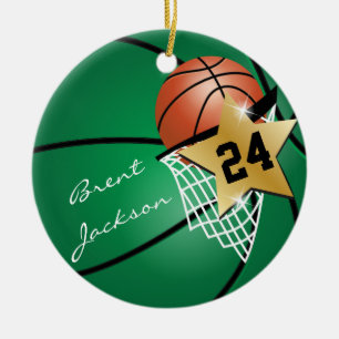 Toppen ⭐ Star Player Mörk grönt 🏀 Basketball Julgransprydnad Keramik